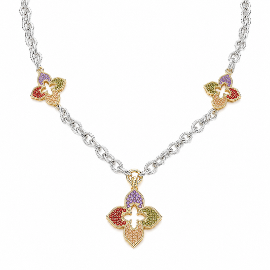 ELODIE CLOVER STATION NECKLACE