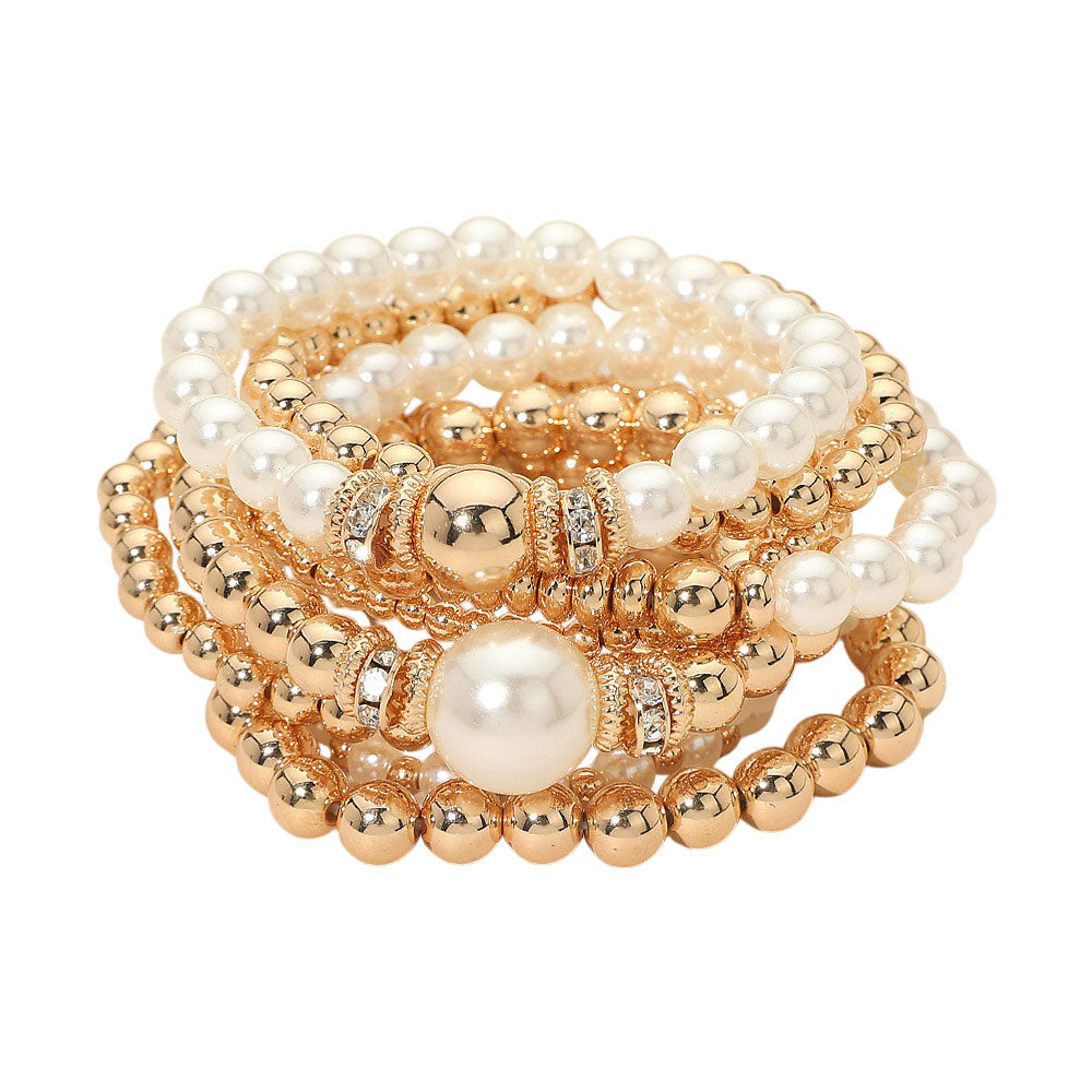 CHIC GOLDEN PEARL BRACELET SET