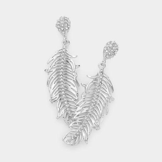 TAWNY CRYSTAL FEATHER EARRINGS