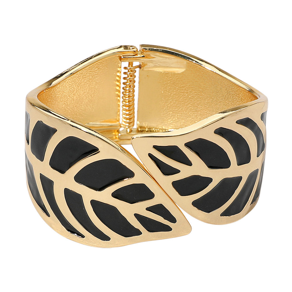 WIDE LEAF BANGLE BRACELET